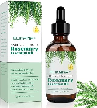 Rosemary Essential Oil for Hair Growth, 100% Pure Organic Rosemary Oil for Eyebrow and Eyelash, Nourishes The Scalp, Improves Blood Circulation, Rid of Itchy & Dry Scalp, Hair Care Oil 60ml 1PCS