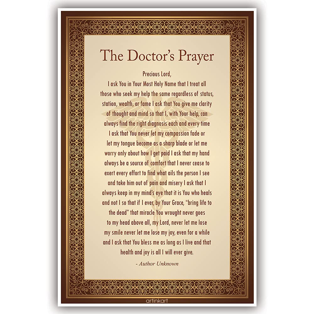 ArtinKart- Doctor Prayer Posters For Hospital Opd, Pharma, Clinic, Hospital, Dentist Poster for Wall Decoration (Bordered, Designer, Multicolor, 12X18 Inch, Unframed)