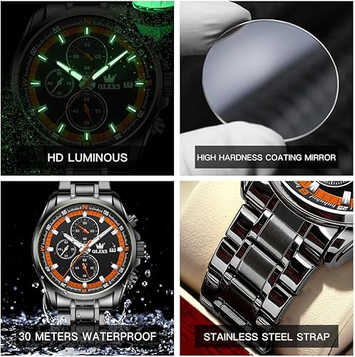 Miniatura 5 de OLEVS Relojes para hombres Reloj de moda de cuarzo impermeable fecha clásico luminoso analógico temporizador popularidad acero inoxidable relojes de