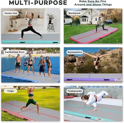 Miniatura 4 de Inflatable Gymnastics Air Tumbling Track Mat 10ft 13ft 16ft 20ft, Air Tumble Track Mat with Electric Air Pump for Home Use Training Cheerleader Yoga