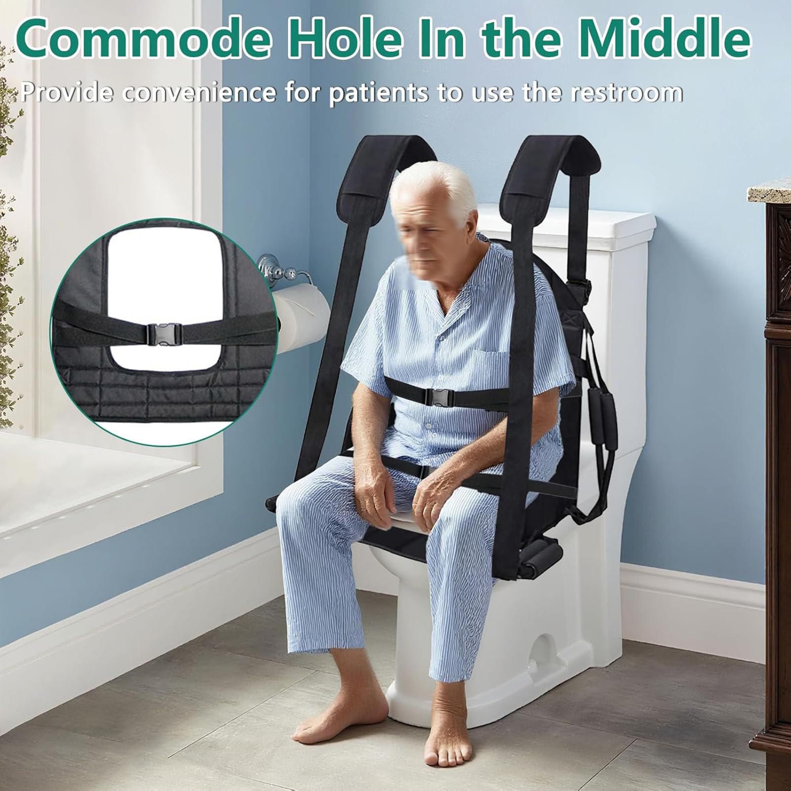 Cinturón de elevación para silla de ruedas, tela Oxford impermeable, elevador plegable para ancianos, diseño de doble mango, soporta hasta 150 kg, ideal para pacientes con movilidad limitada
