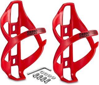 corki Cycles - Soporte para Botella de Agua para Bicicleta con Carga Lateral Derecha, para Carretera, MTB, Bicicleta de Grava, Color Rojo, Paquete de 2
