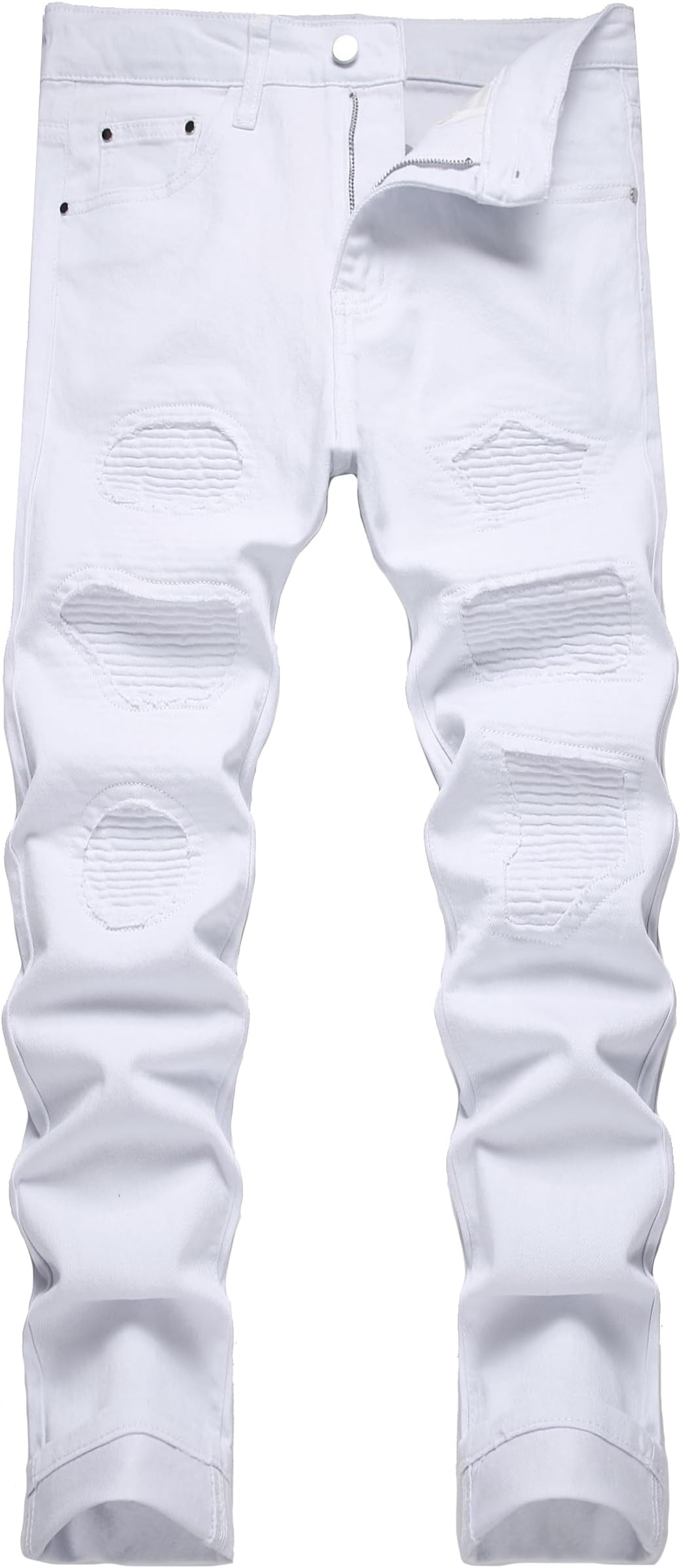 JUNBAOSS Men's Slim Fit Stretch Jeans Ripped Skinny Jeans for Men, Distressed Straight Leg Fashion Comfort Flex Waist Pants