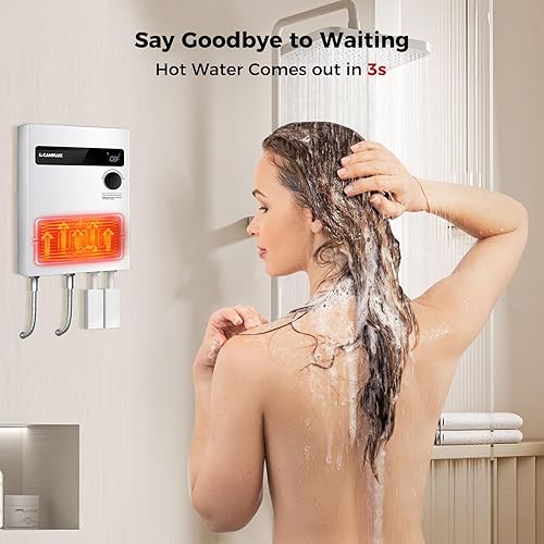 Miniatura 10 de CAMPLUX Calentador de agua eléctrico sin tanque de 27 kW 240 V, calentador de agua caliente instantáneo, tecnología de modulación, calentador de