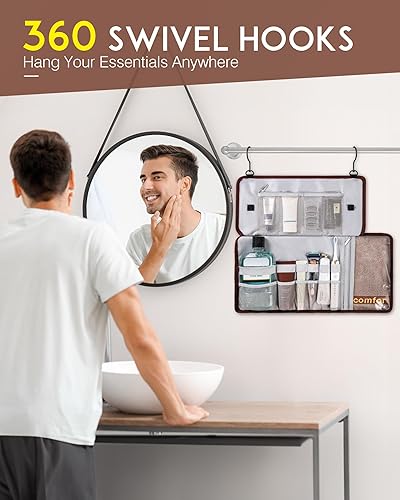 Miniatura 2 de Neceser para hombres, bolsa de viaje con ganchos, bolsa de aseo colgante para artículos esenciales de viaje, kit de dopp impermeable para hombres,