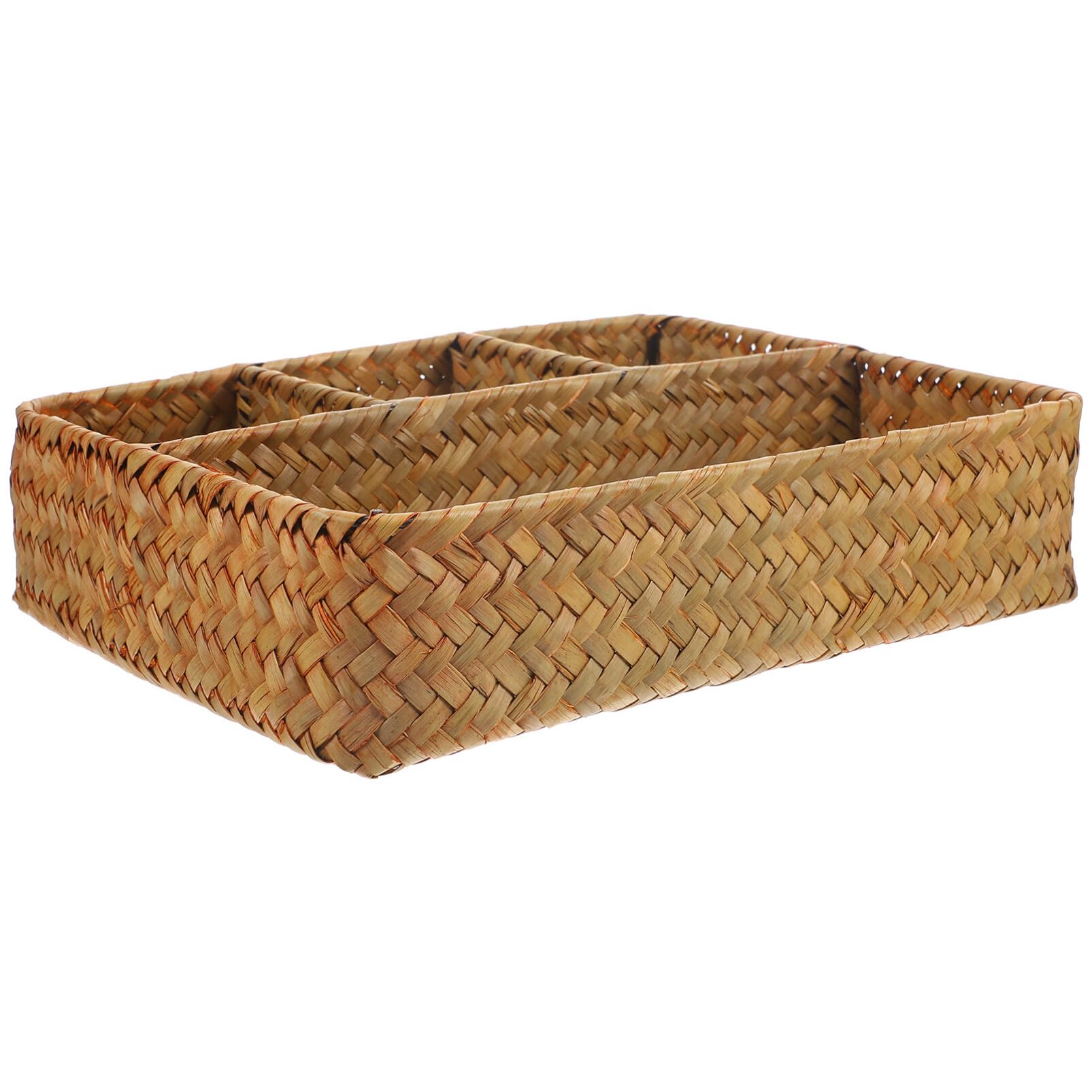 Desktop Storage Basket Snack Storage Basket Willow Basket Coffee Bar Organizer Station Shelves Baskets Rattan Divided Basket Sugar Packet Organizer Seaweed Household Divider Basket