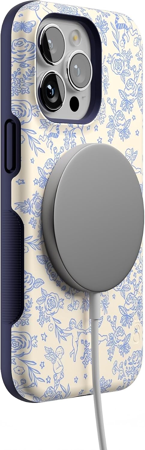 Casely iPhone 13 Pro Case | Cupid's Canvas | Periwinkle Floral | Bold Protective Design | Compatible with MagSafe