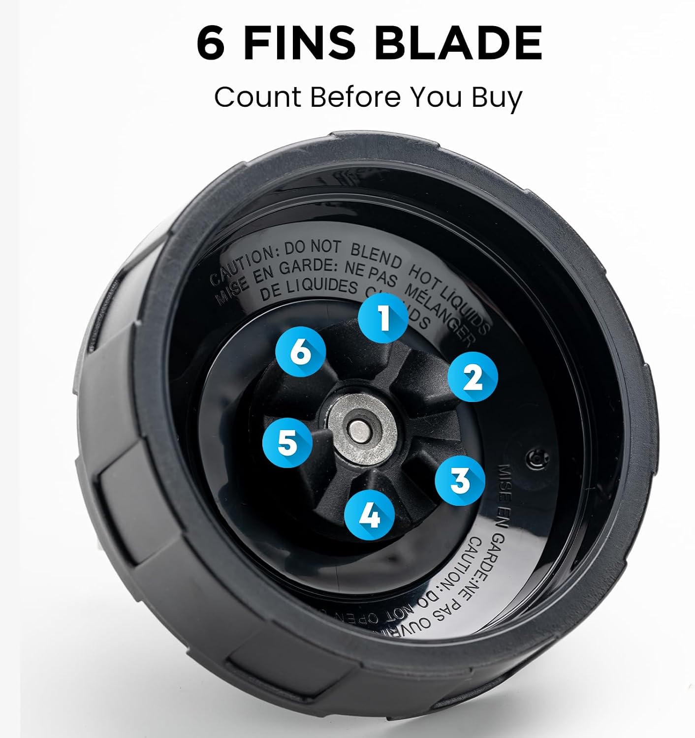 Nutri Ninja Auto iQ Blade Replacement, 6 Fins 3.9 Inch Male Blender Blade Compatible with 900W BL450-70 & 1000W BL480-70 BL481-70 Ninja Models, Replaces 431KKU480.