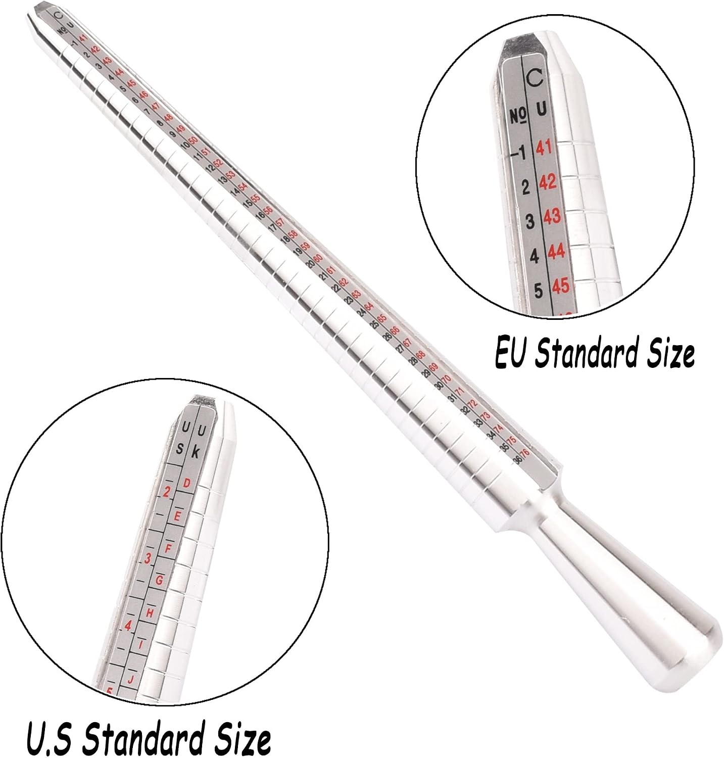 Ring Sizer Measuring Tool,4 Sizes Ring Measurement Stick Metal Mandrel & Finger Sizing Measuring Tool Set for Jewelry Making Measuring