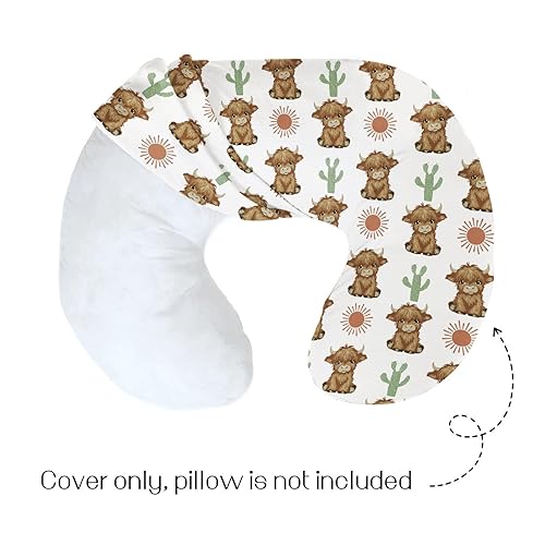 Miniatura 2 de HawSkgFub Highland Cow - Funda de almohada de lactancia con diseño de cactus bohemio para bebé, niño y niña, con temática de ganado occidental,