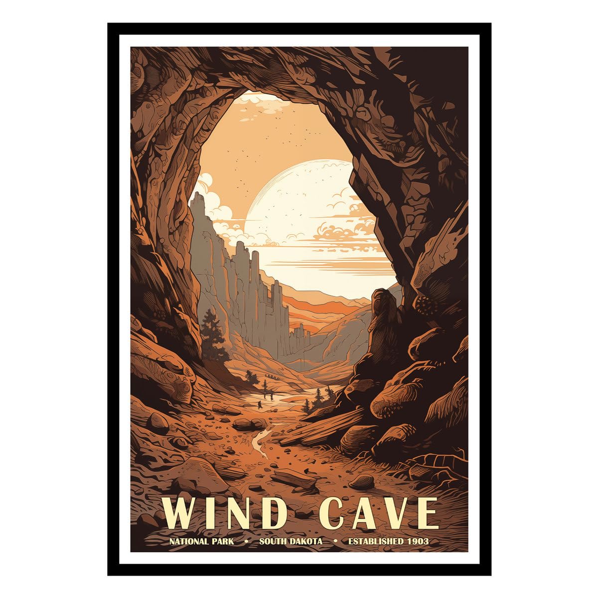 Amazon.com: Wind Cave Tunnel Wall Art, Unframed Landscape Painting