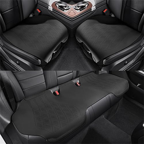 3 fundas de asiento de automóvil, fundas de cuero de lujo para asiento delantero y trasero, protector de cojín de asiento universal sin respaldo,