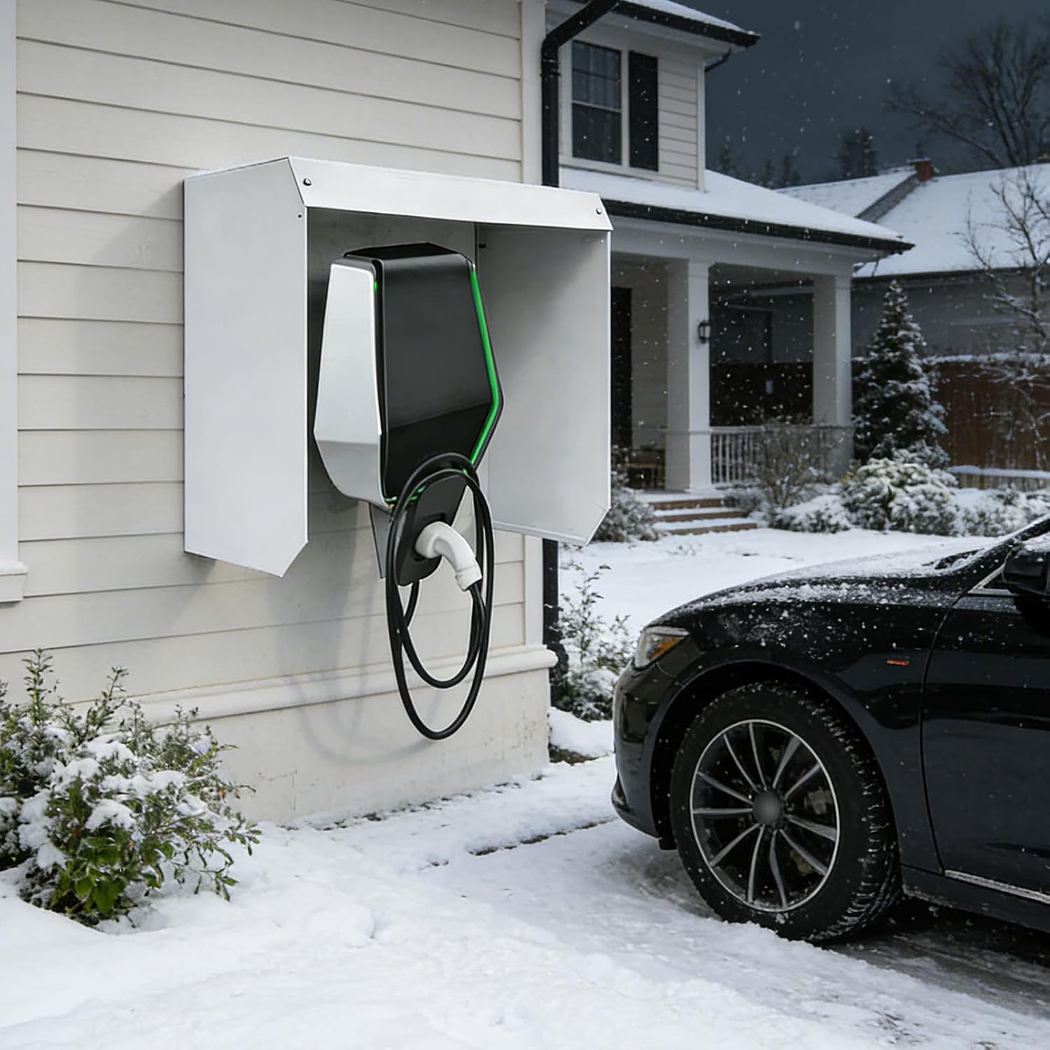 Electric Vehicle Charging Station Protective Roof, Universal Ev Charger Protective Cover Charging Post Roof,Weatherproof Outdoor Electrical Equipment Awning Socket Access Control Protective Cover
