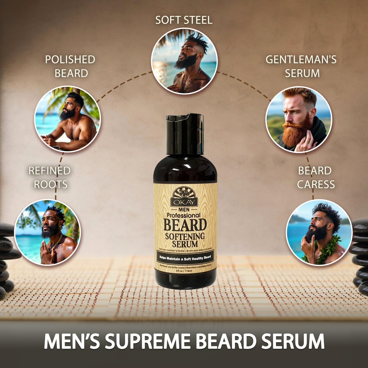 OKAY Beard Softening Serum for Men – Beard Moisturizer & Grooming Serum Helps Soften, Smooth & Tame Dry Coarse Facial Hair, Lightweight Non-Greasy Formula, Sulfate Silicone & Paraben Free, 4oz