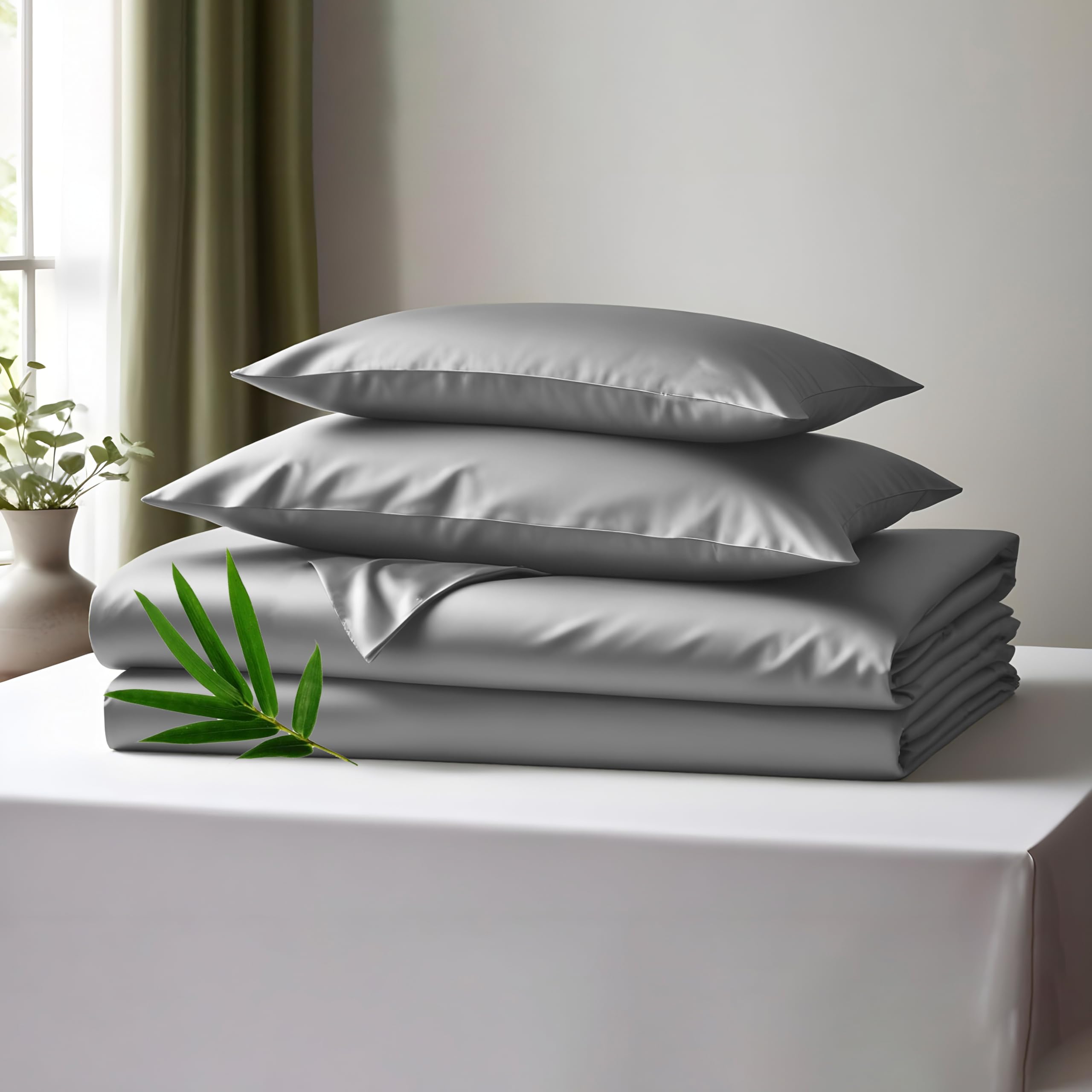 LINENWALAS Set copripiumino in 100% tencel 3 pezzi, con chiusura a