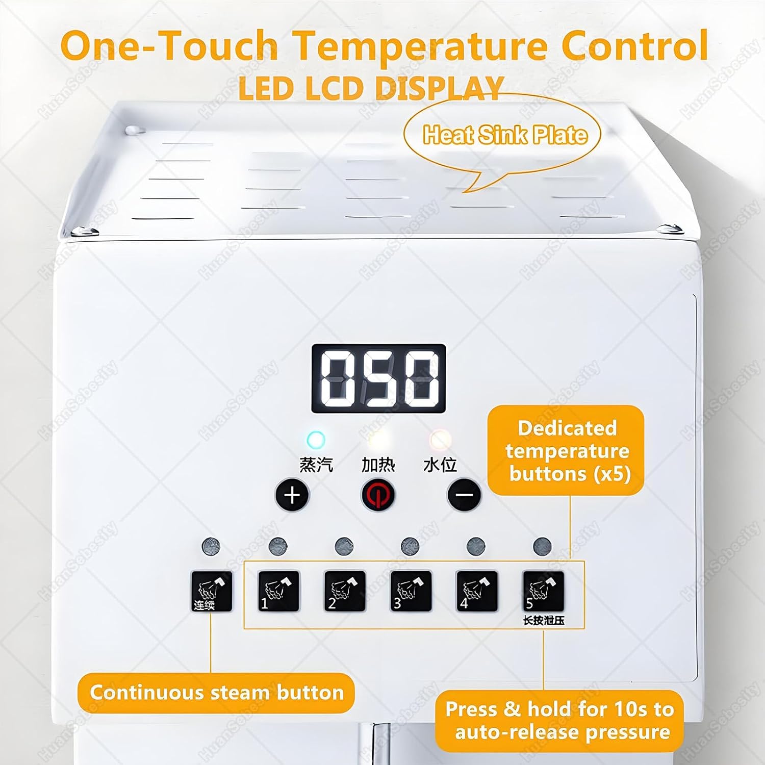 Electric Stainless Steel Espresso Coffee Foam Machine, 2500w Automatic Steam Boiling Water Machine Electric Steam Milk Frothing Machine Espresso Coffee Milk Foam with LED Display
