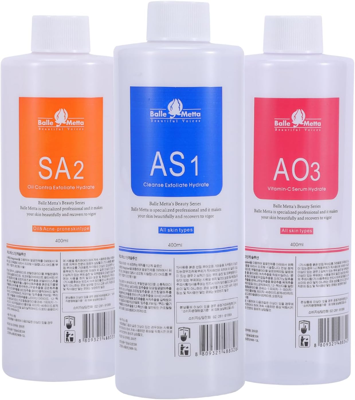 AS1 SA2 AO3 Beauty Salon Professional Dermabrasion facial Solution Facial Skin Care Aqua Peeling Serum for facial Machine 400ml (3 Bottles) -01