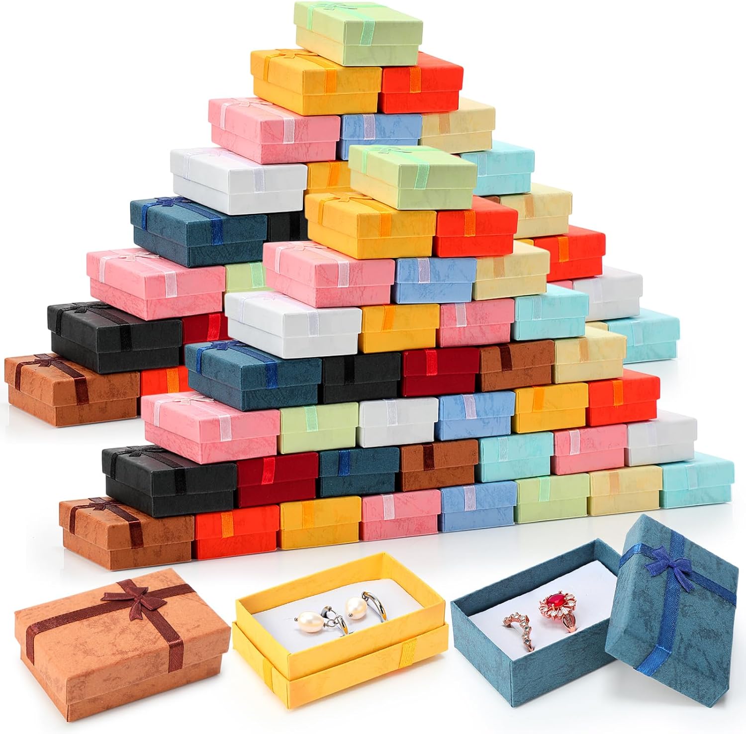 Quelay 180 Pcs Multicolor Jewelry Gift Boxes Small Gift Boxes for Jewelry Colorful Necklace Earring Rings Bracelet Cardboard Cardboard Cases for Wedding Birthday Party, 3.15 x 1.97 x 1.18 Inch