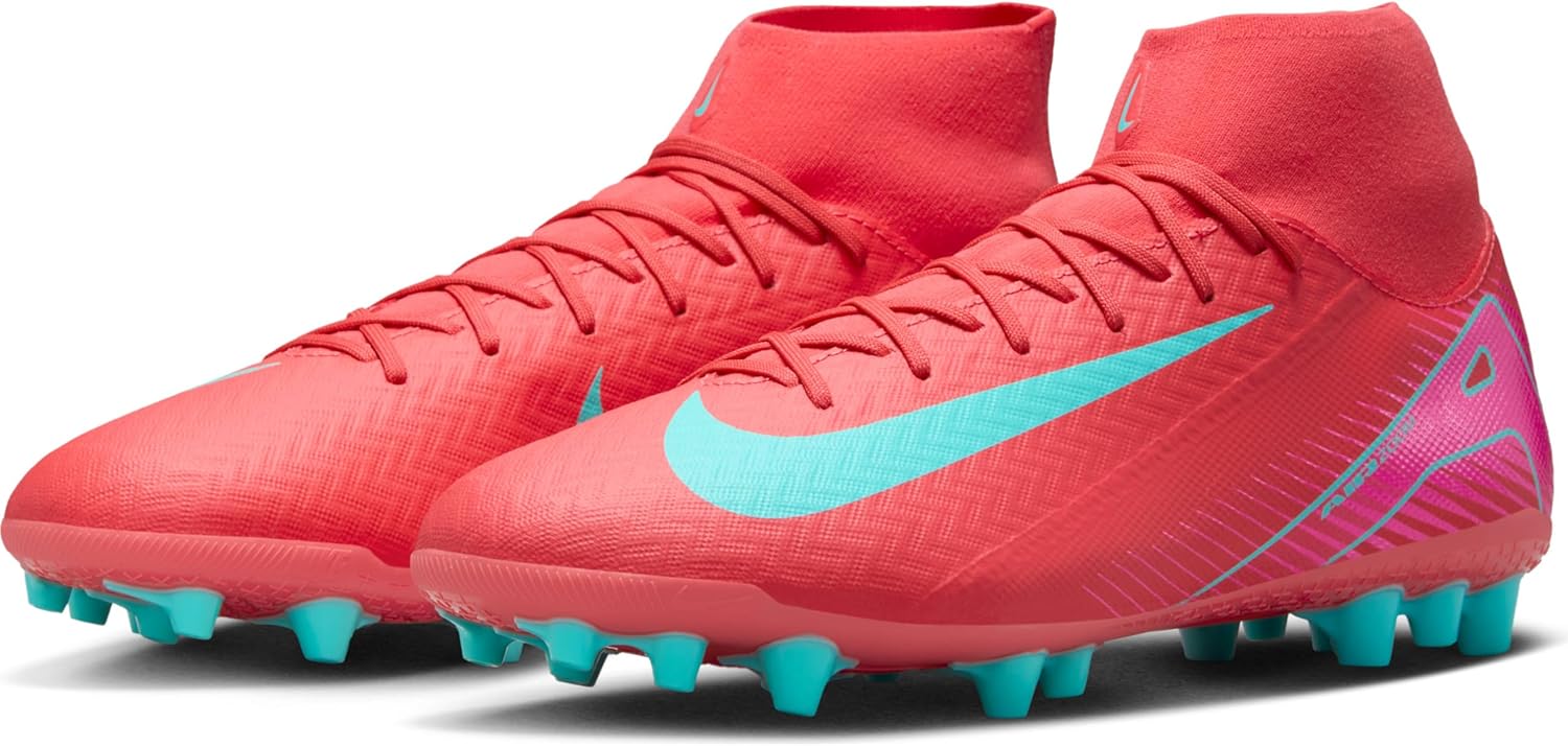 Nike Mercurial Superfly 10 Academy AG High-Top Soccer Cleats (FQ8329-800, Ember Glow/Aurora Green) Size 10