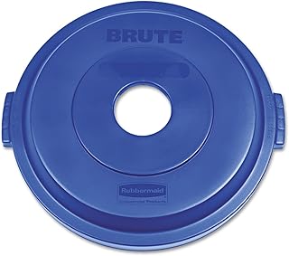 Rubbermaid Commercial BRUTE Heavy-Duty Round Waste/Utility Container, 32-gallon Bottle/Can Recycling lid, Blue, Compatible with Rubbermaid BRUTE 32-Gallon Can