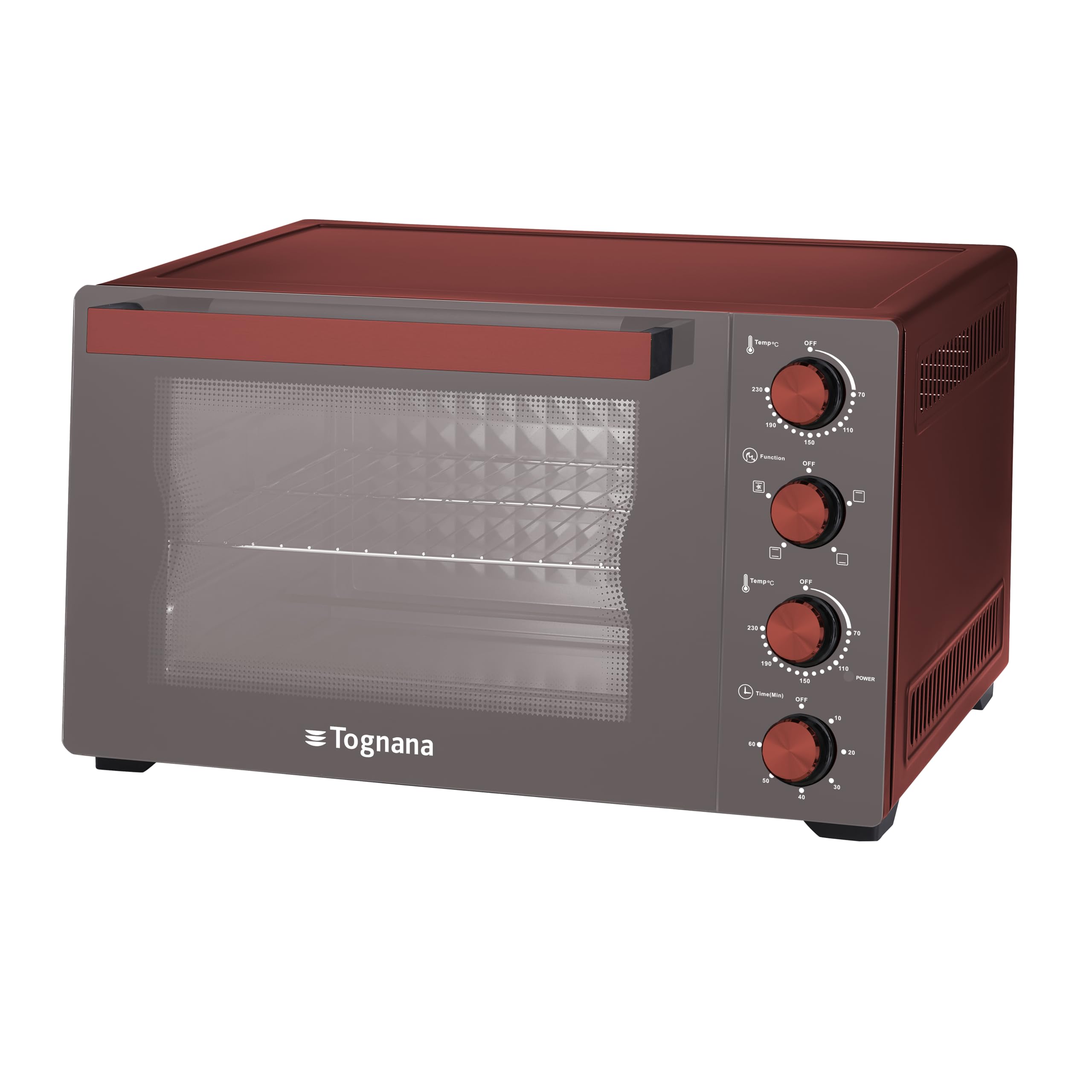 Tognana Iridea Elektroofen 35 L, Aluminium und Glas, rot