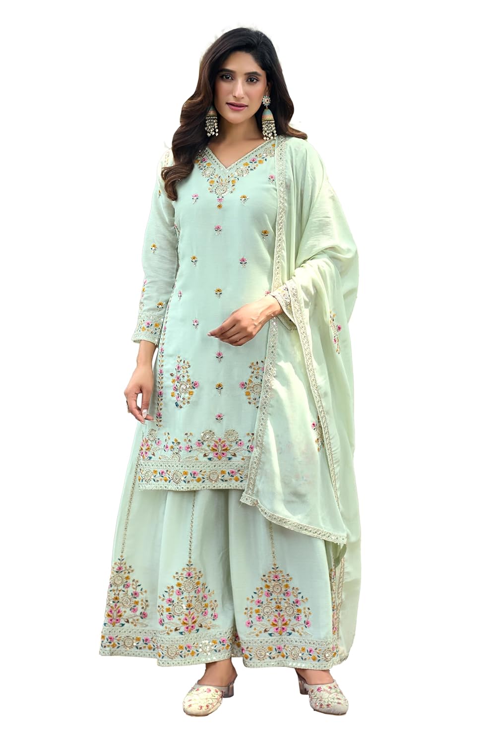 Women’s Embroidered Palazzo Suit Set with Dupatta | Designer Ethnic Wear Kurta Set | Party Couture & Festive Traditional Indian Outfit for Women & Girls Women’s Embroidered Palazzo Suit Set with Dupatta | Designer Ethnic Wear Kurta Set | Party Couture & Festive Traditional Indian Outfit for Women & Girls