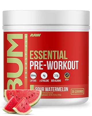 RAW Nutrition - Essential Pre - Chris Bumstead Pre Workout Formula, Sports Nutrition Pre-Workout Powders | Men & Womens Drink, Energy Powder for Working Out (Peach Mango)