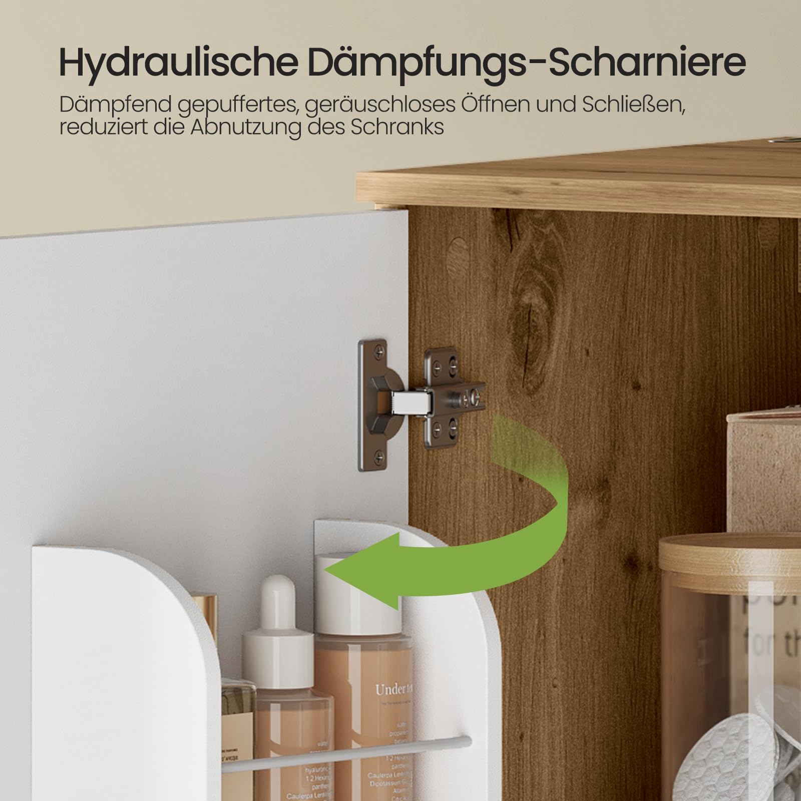 EUGAD Badezimmerschrank hoch, Badschrank, Mit 4 Türen, 1 offenem Fach, 1 Schublade, verstellbaren Einlegeböden, 70 x 176,5 x 40 cm, für Bad Wohnzimmer Küche, Weiß+Holzoptik