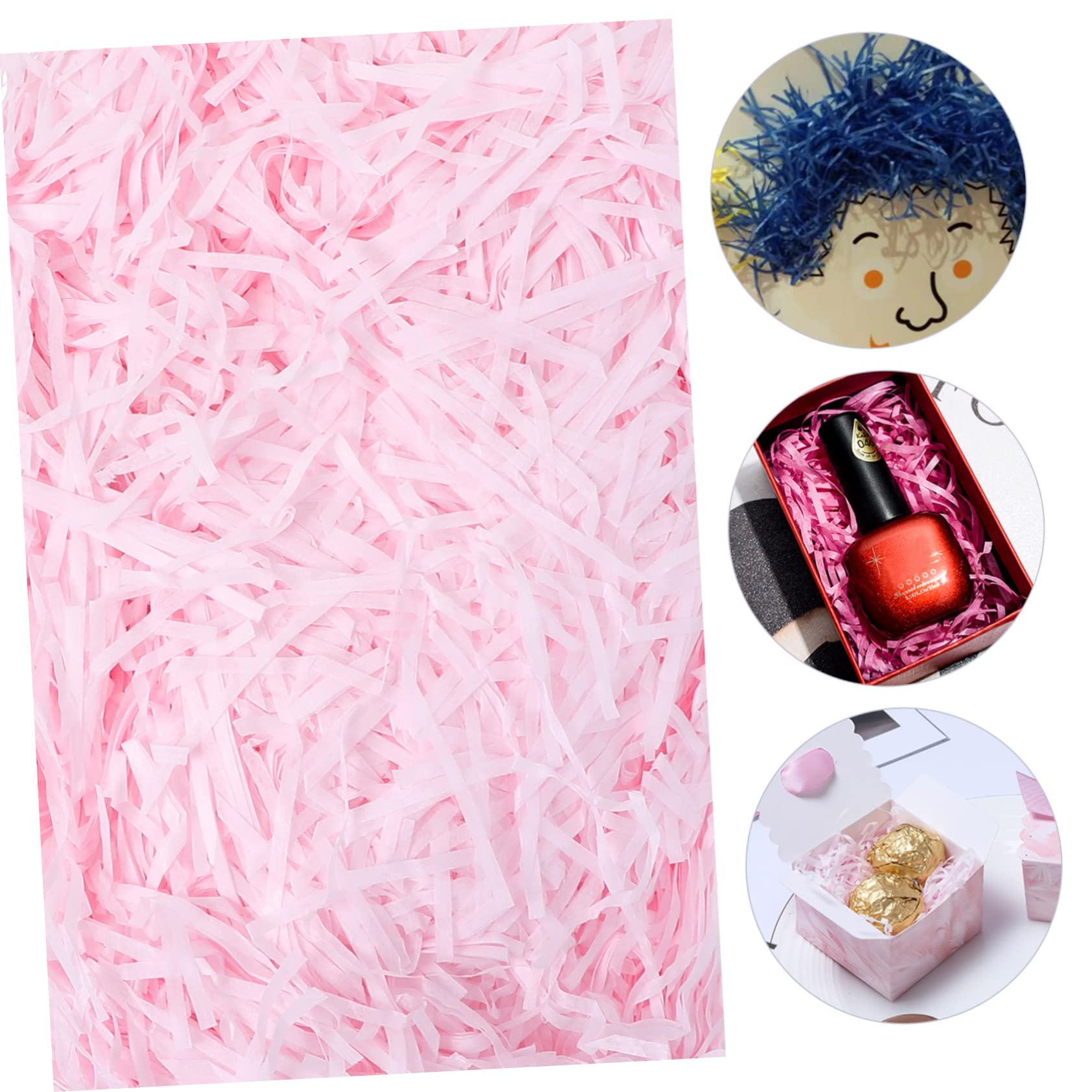 Wypełniacz do opakowań z rozdrobnionej bibuły， 3 opakowania pudełko pocięte fioletowe pudełko prezentowe fioletowy papier do pakowania(Pink,25 * 15Cm*3Pcs)