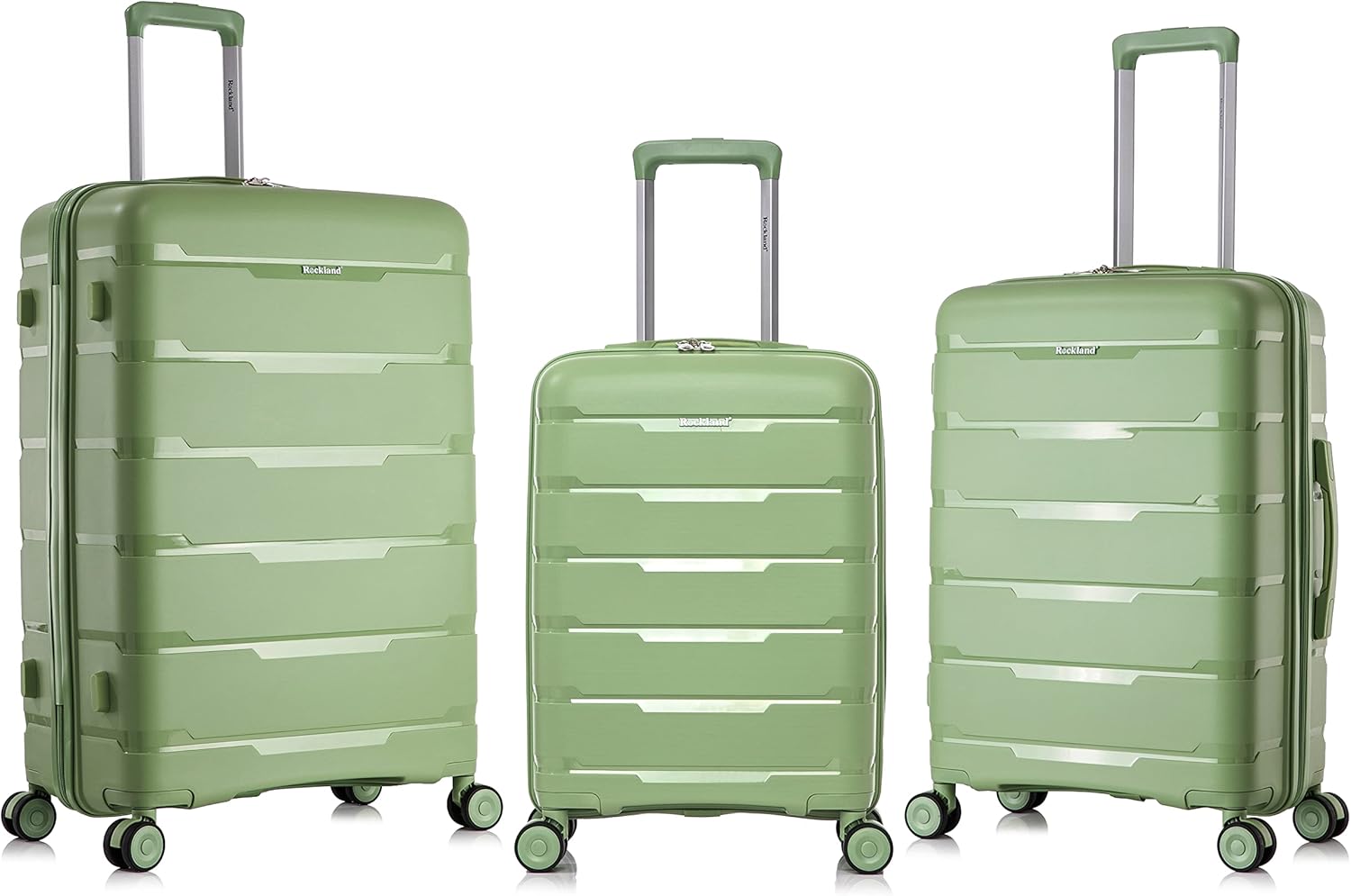 Rockland Pasadena Hardside Spinner Wheel Luggage, Moss, 19