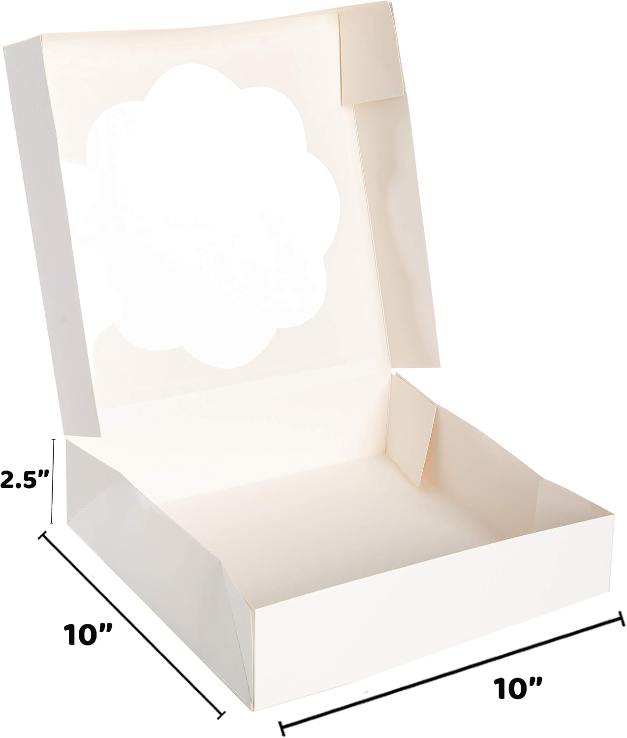 JOYIN 15 Pcs 10X10X2.5 inch Christmas Cookie Bakery Boxes with Stickers,White Dessert Boxes with Window, Holiday Paper Pastry Packaging Boxes for Thanksgiving Wedding Christmas