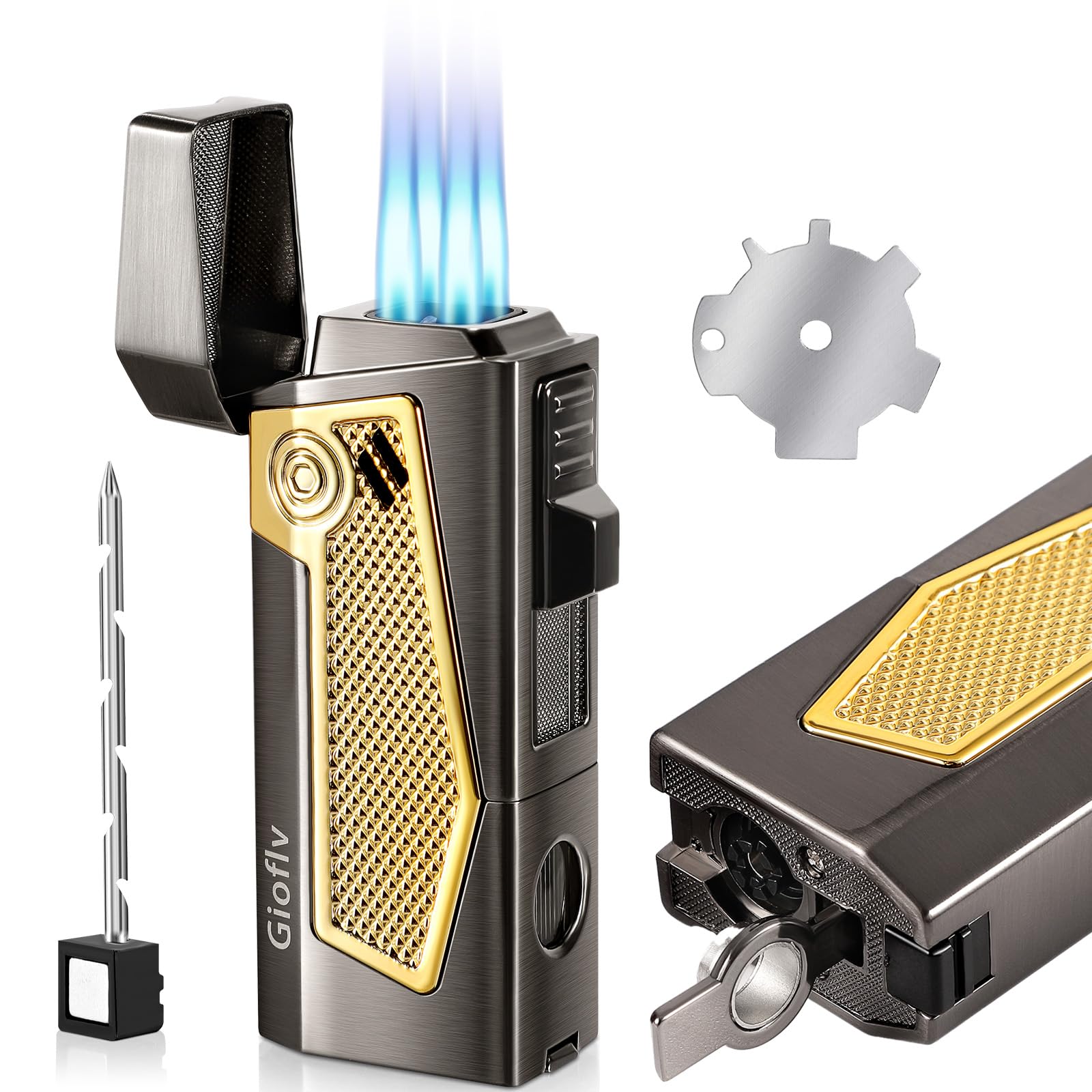 Encendedor de Mecha Cuádruple, Viento, Recargable miniatura 7