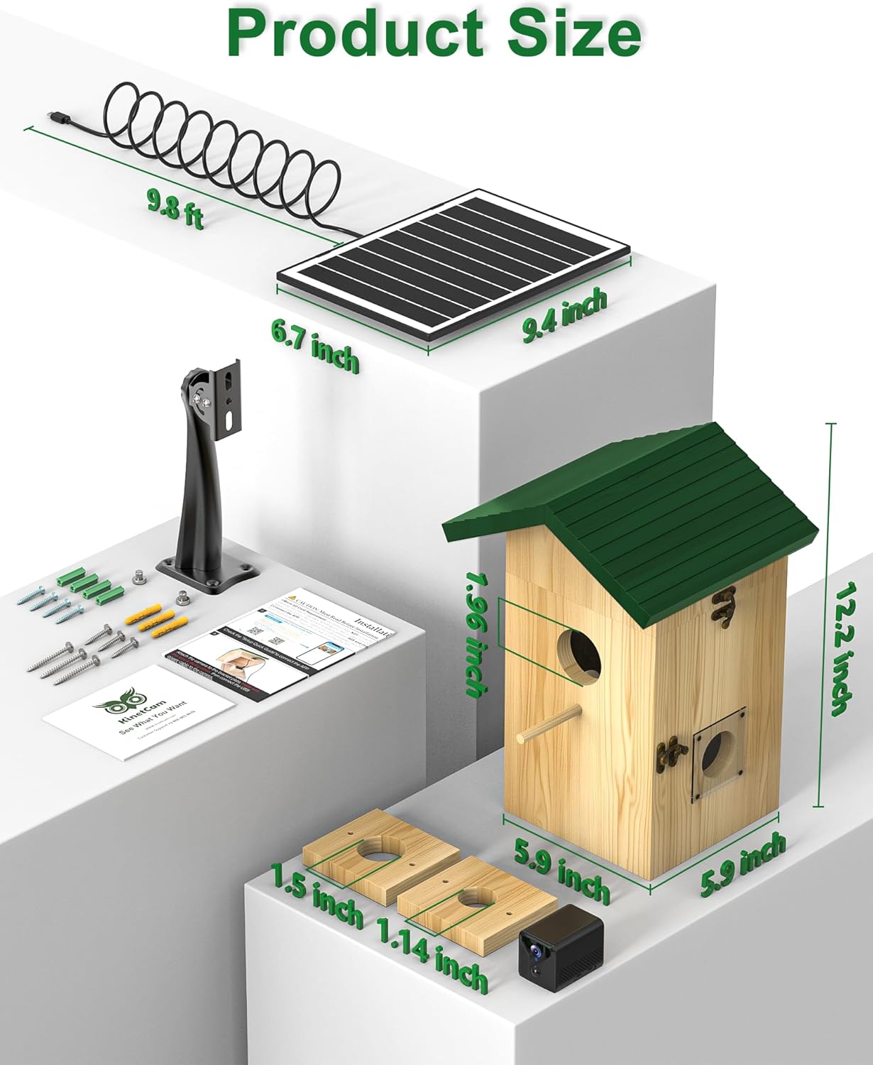 KinetCam Bird House with Camera Solar Powered, 2K HD Wi-Fi Bird Watching Cam for Birdhouse, Auto Detect & Notify, Night Vision, APP Control, Wooden Birdhouse with Camera Inside - Image 8