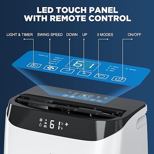Miniatura 2 de Aire acondicionado portátil de 12,000 BTU que enfría hasta 500 pies cuadrados, unidad de CA portátil 3 en 1 de eficiencia energética con control
