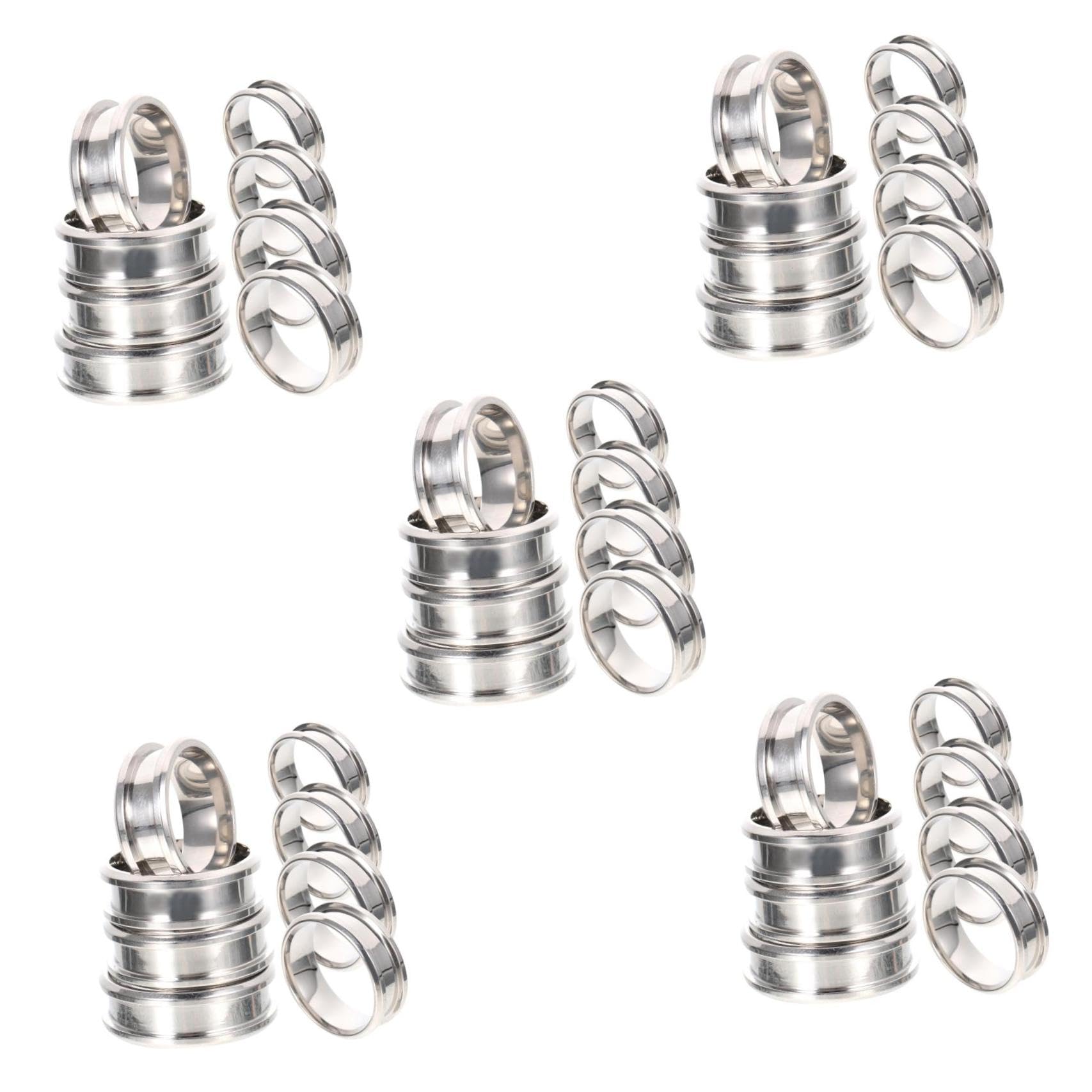 VILLCASE 40 Stk Geriffelter Ring Geriffelter Fingerring Edelstahl Ringmacher Fingerring Aus Stahl Kreisring Ringkernrohlinge Inlay Breitband-fingerringe Hypotenuse Dorn Rostfreier Stahl