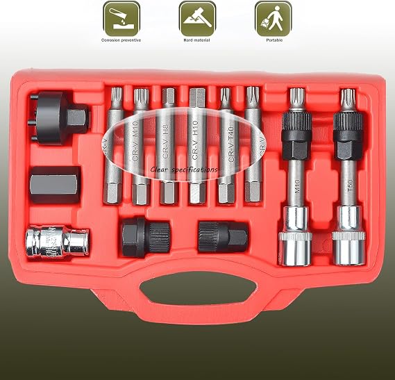 13Pcs Alternator Pulley Removal Tool Kit Alternator Pulley Removal Tool Car Pulley Removal Decoupling Puller tools