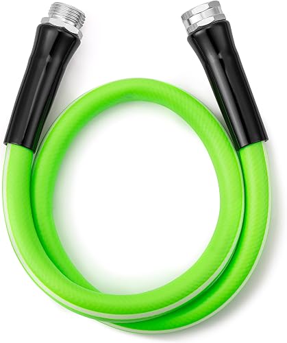 UNCO- Hybrid Polymer Leader Hose, 5/8" ID x 3 FT, Green, 3/4" GHT Aluminum Fittings, Drinking Water Safe, Hose Reel Connecting Hose