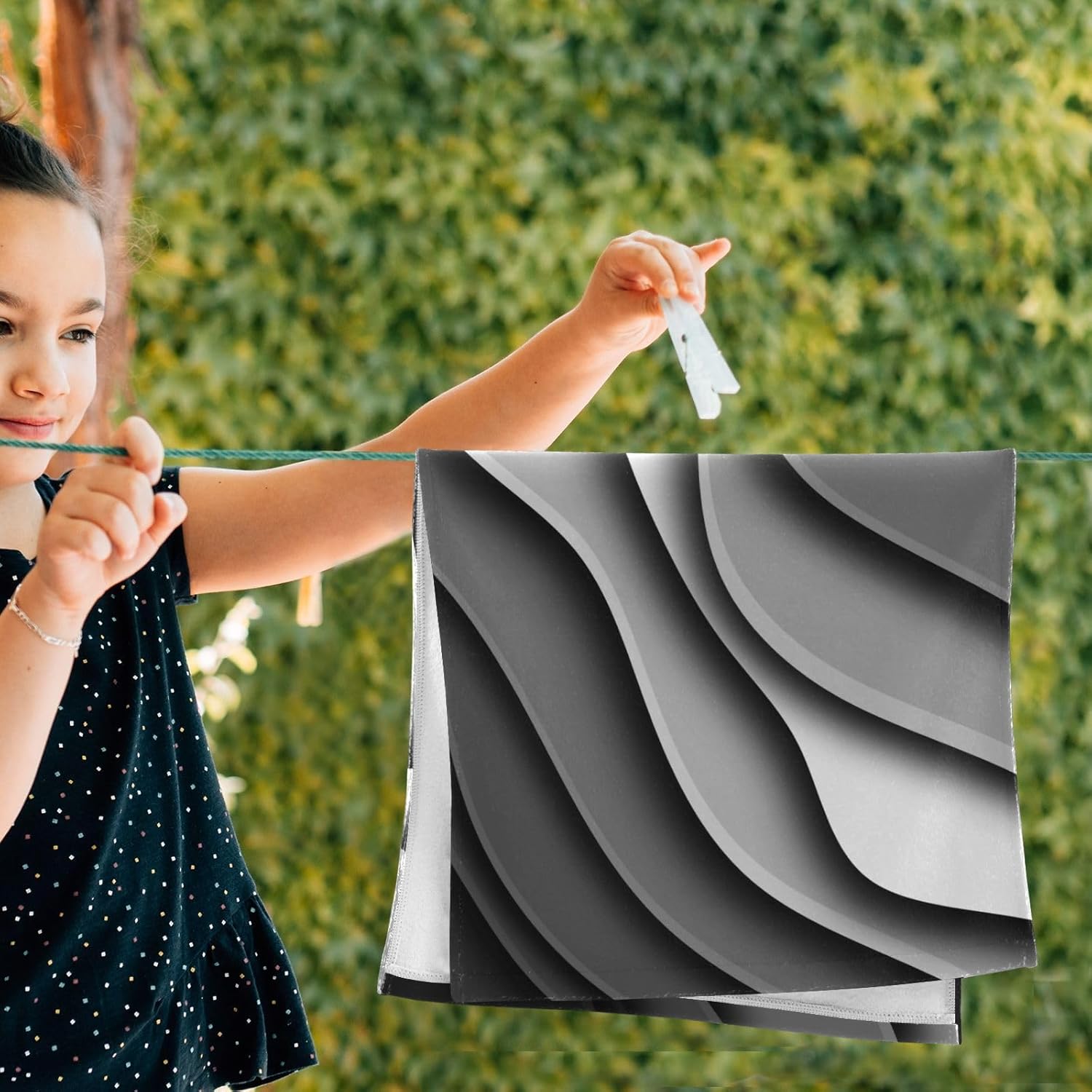 Black White and Gray Stripes Hand Towels for Bathroom Set of 2 Soft Absorbent Mid Century Modern Beach Wave Kitchen Towel,Decorative Bathroom Towels for Bath Guest Shower Face Hair 14"x28" - Image 4