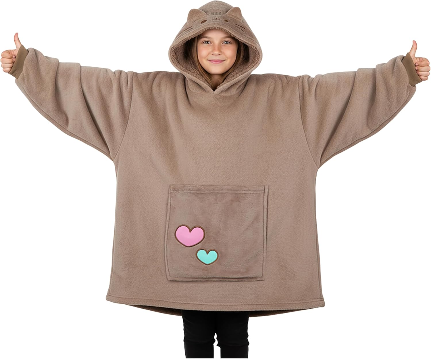 Get Trend Pusheen Wearable Blanket Hoodie for Girls, Teens, Oversized Hoodie Blanket, Fleece Loungewear, Cute Gifts for Girls