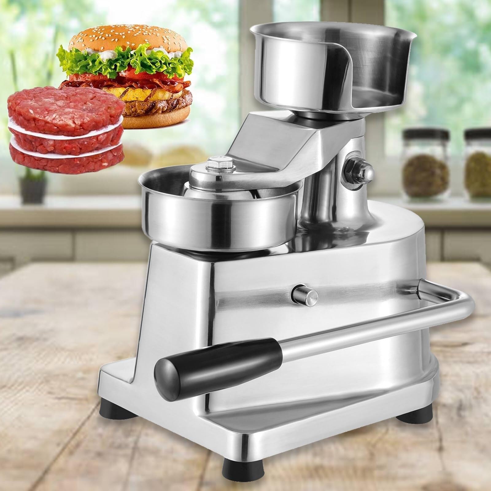 DFEDHF Burger Patty Maker, Hamburger Beef Patty Maker with Patty Papers, Meat Beef Cheese Veggie Burger Maker, 4