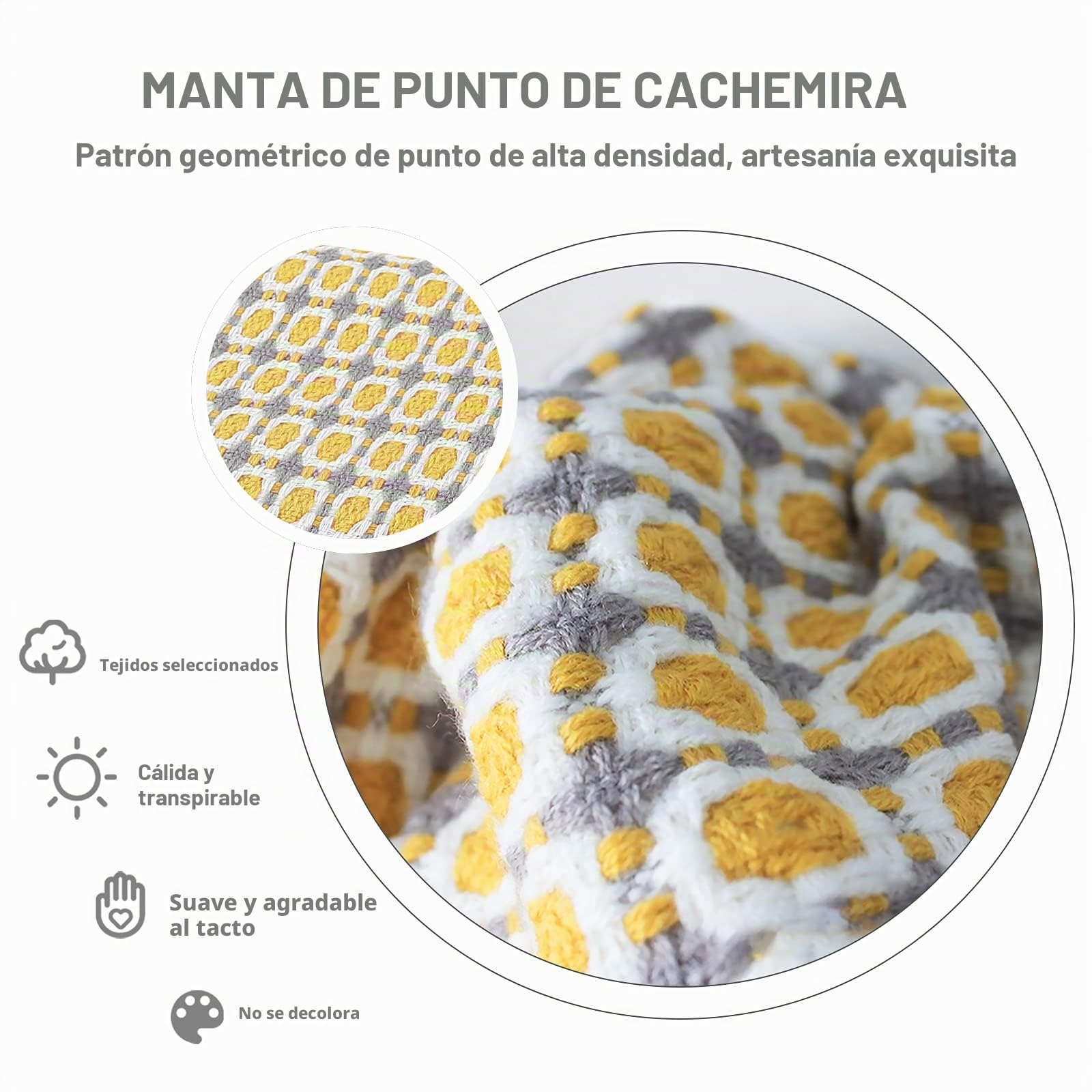 LumiSyne Manta De Punto con Flecos Pata De Gallo Bohemio Cuadros Comoda Suave Cubresofa Cubrecama Manta Cubrecama Decorativa para Sofá Cama 170x130cm