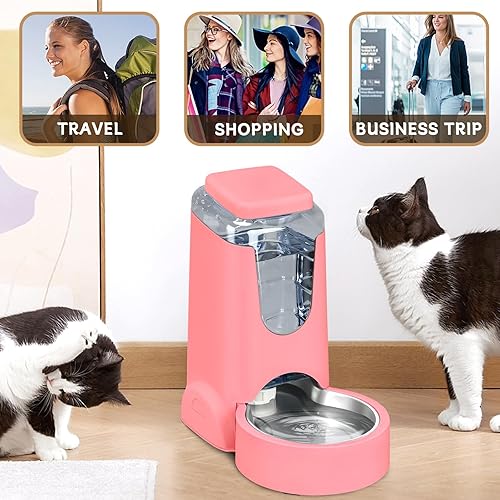 Miniatura 7 de Alimentador automático para gatos y dispensador de agua con cuenco de acero inoxidable, comedero y bebedero por gravedad para perros, adecuado para