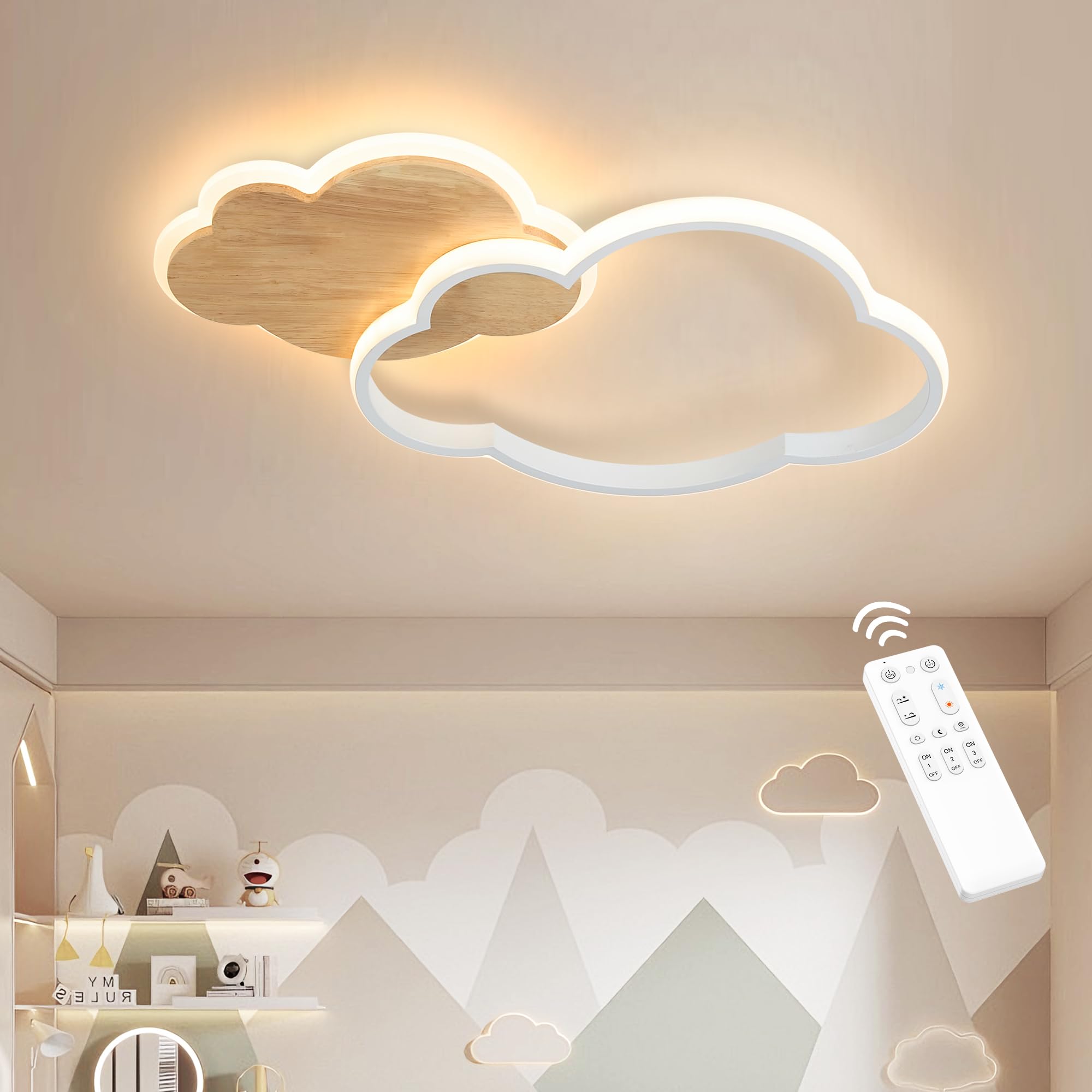 FANLG 40cm LED Deckenlampe Schlafzimmer, Kinderzimmer Lampe Decke Wolken Deckenlampe LED Deckenleuchte dimmbar 3000K-6000K, Kinderlampe Deckenleuchte für Kinderzimmer, Schlafzimmer