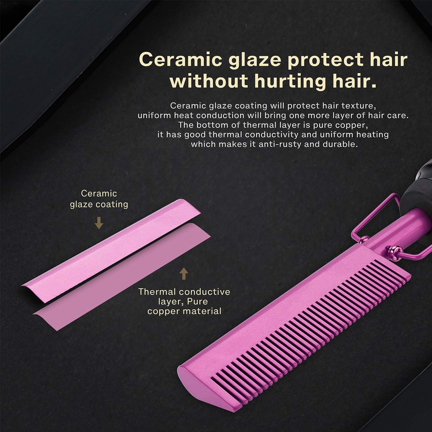 Homfu Electric Hot Comb Hair Straightener Heat Pressing Comb Ceramic Curling Flat Iron Curler Designed Hair Straightener Brush for Natural Black ,Anti-Scald Beard Straightening Electric Press Comb : Beauty & Personal Care