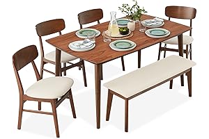 Best Choice Products Modern Rubberwood Dining Room Set (Brown/Cream)
