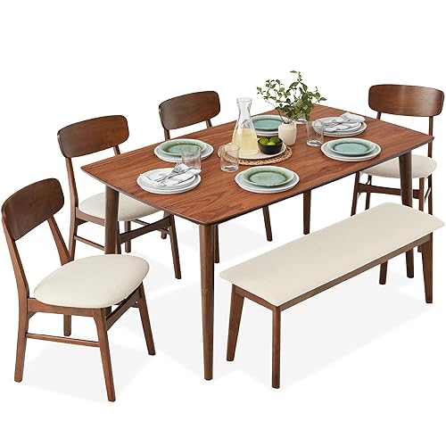 Best Choice Products 6-Piece Wooden Dining Set, Mid-Century Modern Table