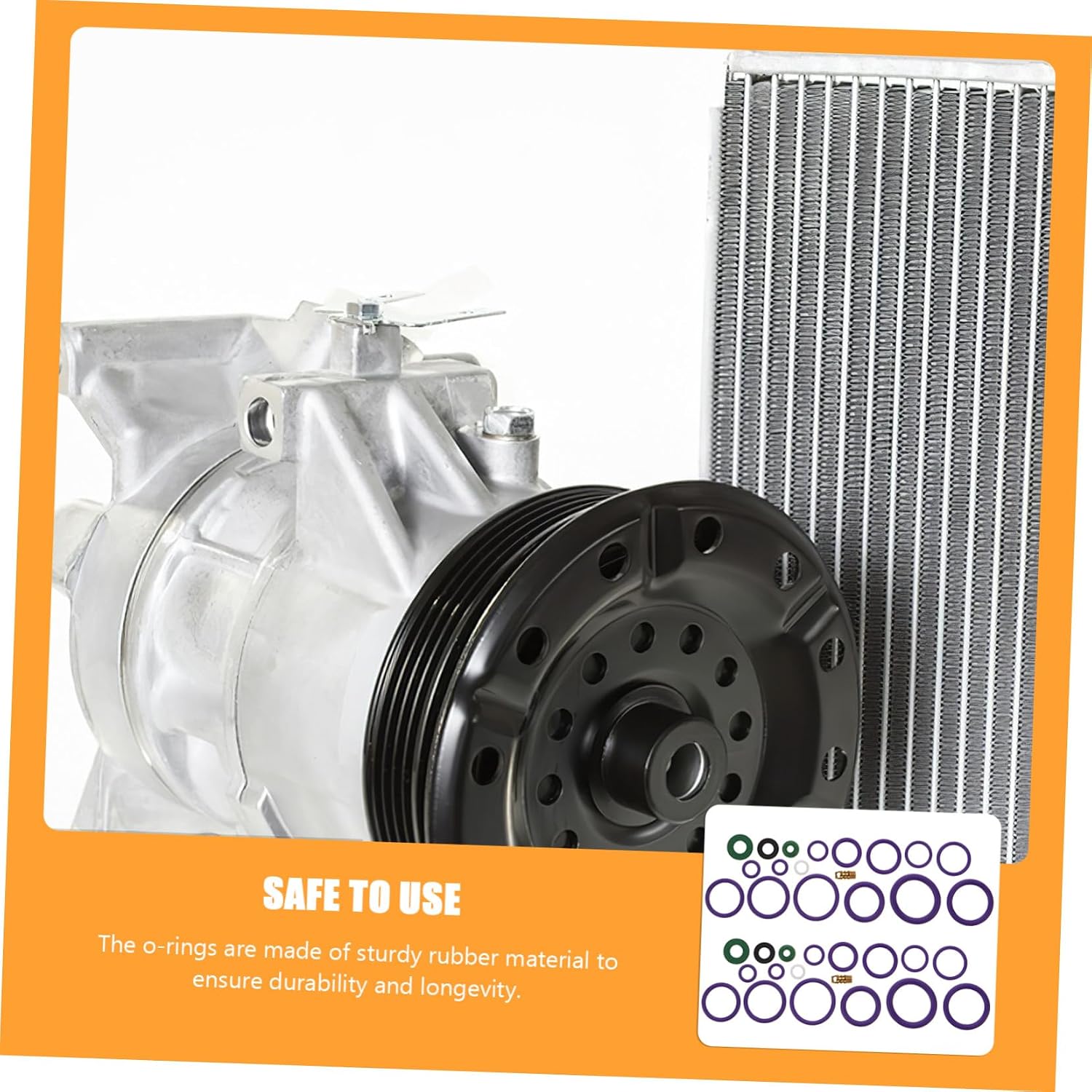 Compressor O Rings Kit Rubber Seal Gasket Assortment for Car Air Conditioning Repair with O-Ring Preventing Oil and Water Leakage