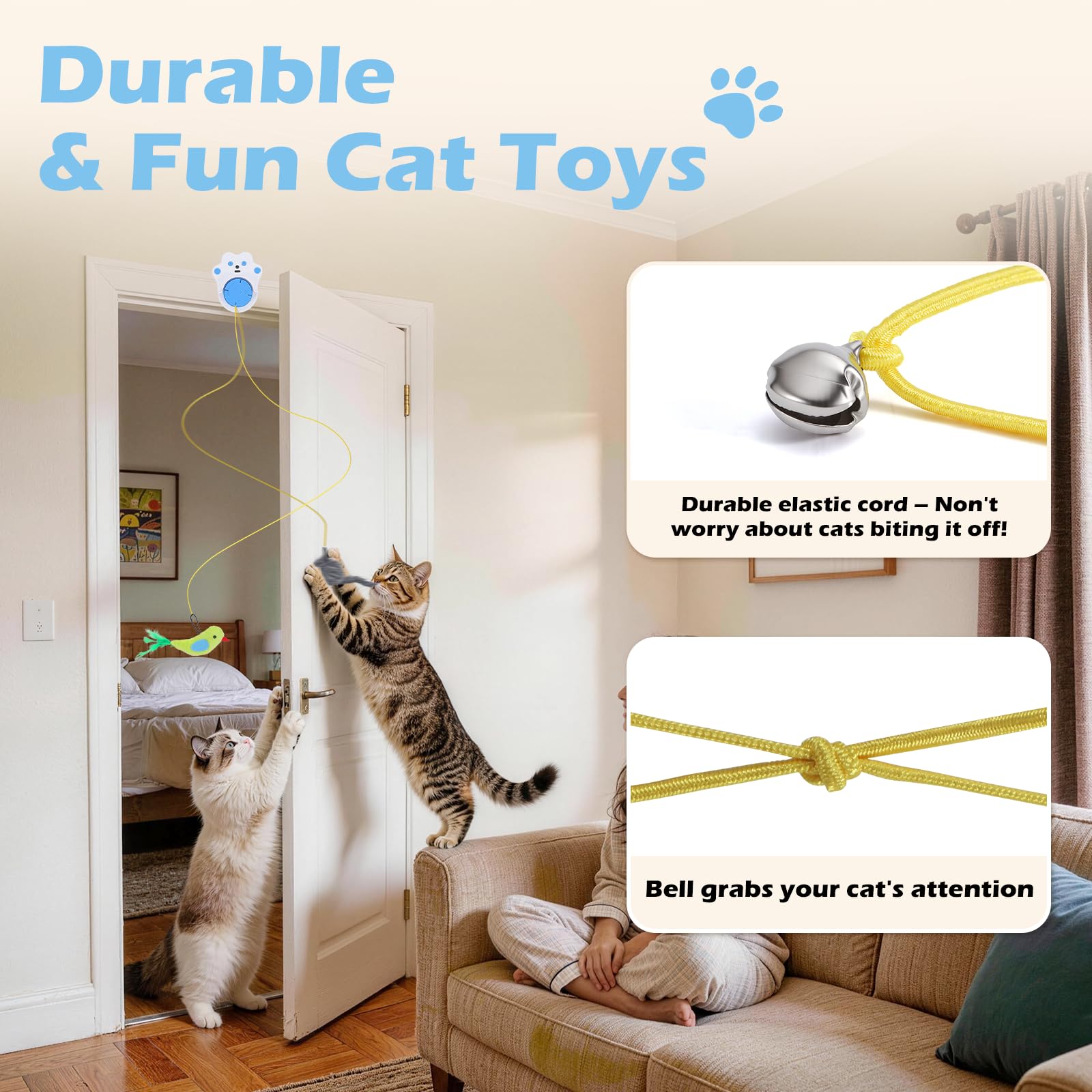 Juguete interactivo para gatos de interior con control remoto, 4 velocidades de salto ajustables, juguetes automáticos recargables para gatos adultos aburridos de interior, juguete de pájaro