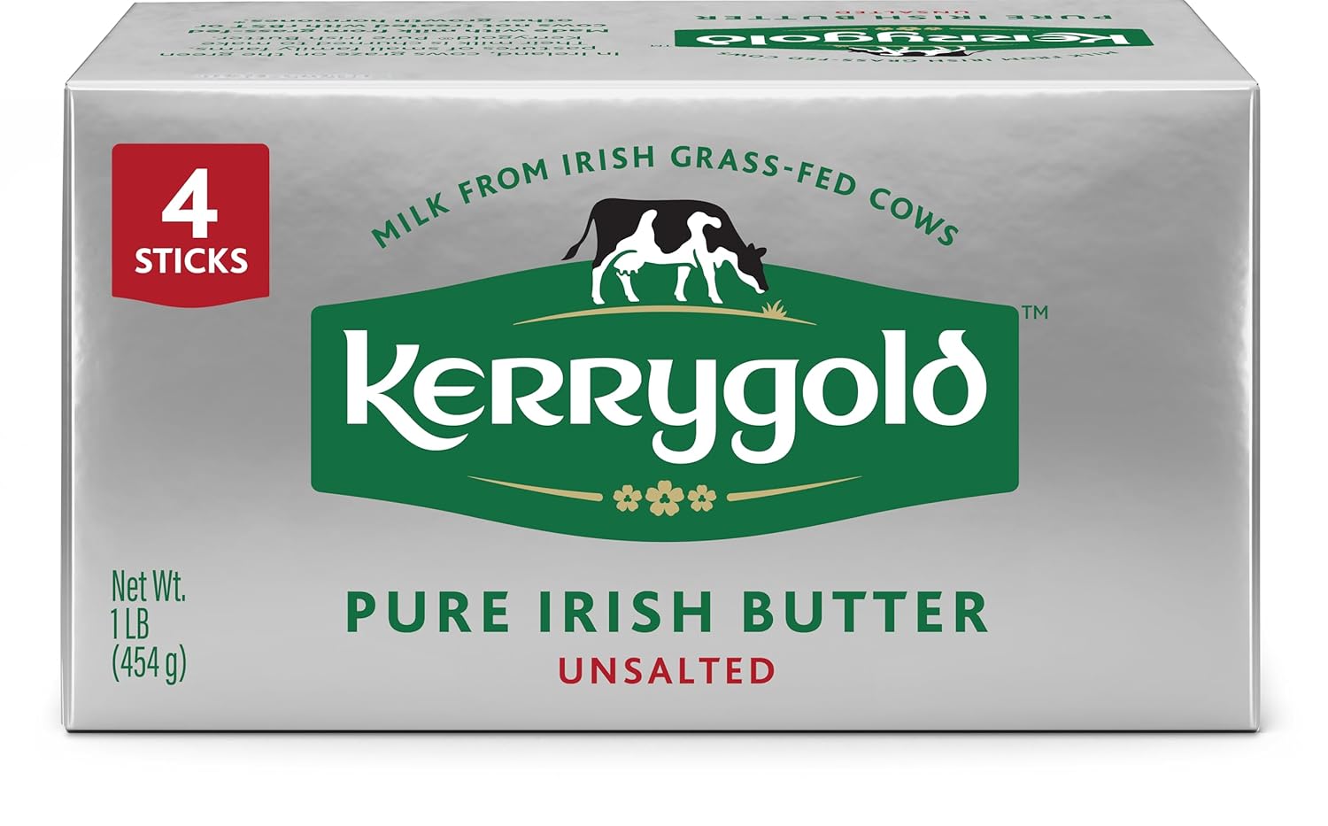 Kerrygold Grass-Fed Pure Irish Unsalted Butter Sticks, 16 oz - Creamy Golden Butter from Grass-Fed Cows