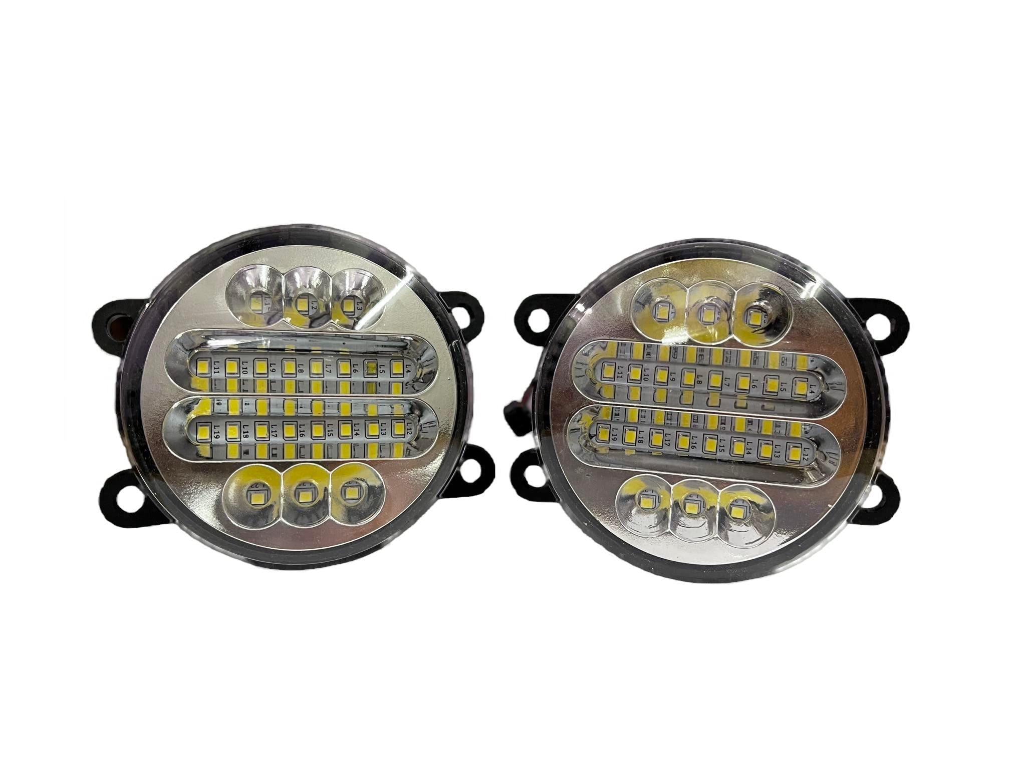 K D 22 LED Fog Lamp set for Swift, Ritz, Dzire, K10 T2, Eco Sport, Baleno, WagonR, S-Cross, Ertiga, SX4, Ignis, Ciaz, Brezza, Celerio, Kwid, Nexon, Safari, Punch, Glanza